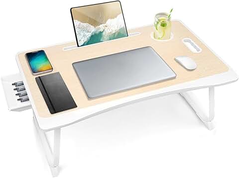Foldable Laptop Bed Desk with Storage and Cup Holder