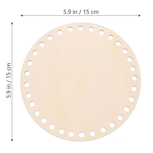4-Piece Wooden Basket Bases 15x15cm Circle Shape