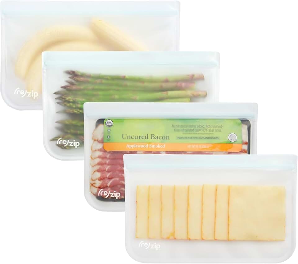 Half Gallon Reusable Food Storage Bags, 4-Pack