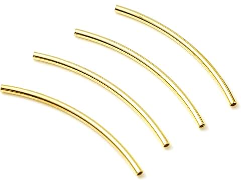 Set of five 14K gold-filled long curve noodle spacer beads
