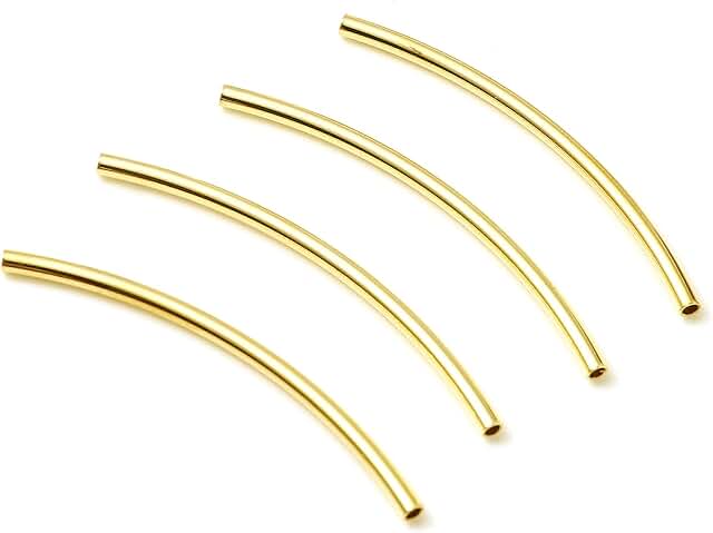 Set of five 14K gold-filled long curve noodle spacer beads