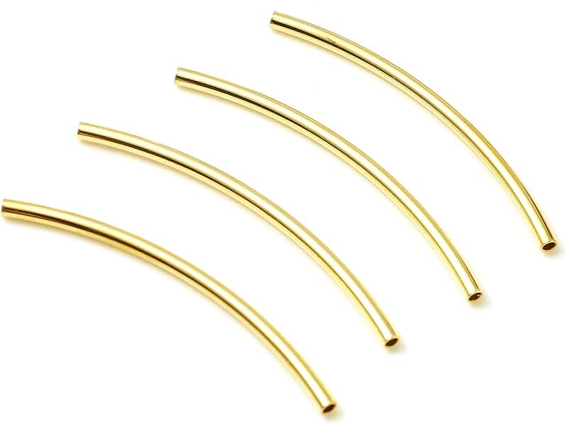 Set of five 14K gold-filled long curve noodle spacer beads