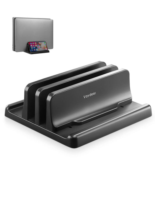Plastic dual-slot adjustable vertical laptop stand for up to 17.3 inches