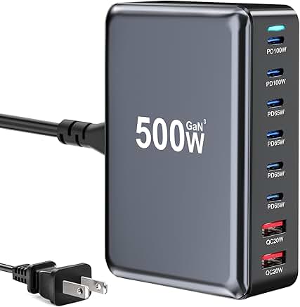 500W 8-Port USB C Fast Charging Station