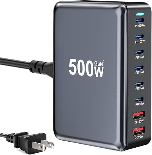 500W 8-Port USB C Fast Charging Station