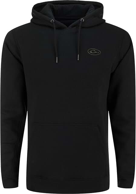 Men's Solid Midweight Cotton Blend Hoodie with Kangaroo Pocket