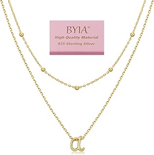 Layered Silver Initial Necklace with Gold Plated Beads