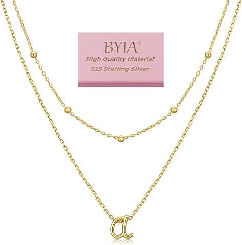 Layered Silver Initial Necklace with Gold Plated Beads
