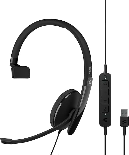 Wired single-sided headset with USB, clear sound, and call control