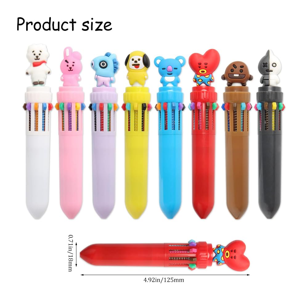 8-Pack Colorful Retractable Cartoon Ballpoint Pens