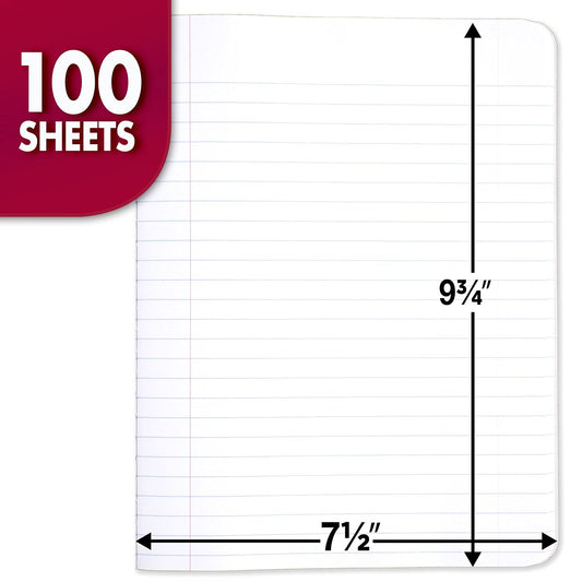 12 Wide Ruled Composition Notebooks, 7.5" x 9.75"