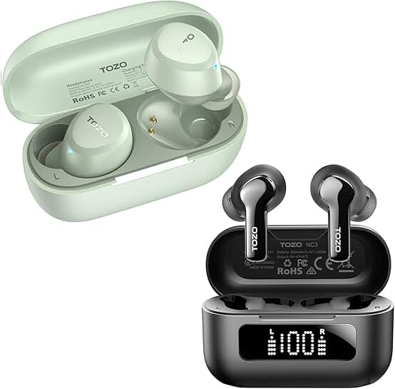 Lightweight Wireless Earbuds with Noise Cancelling and Bluetooth 5.3