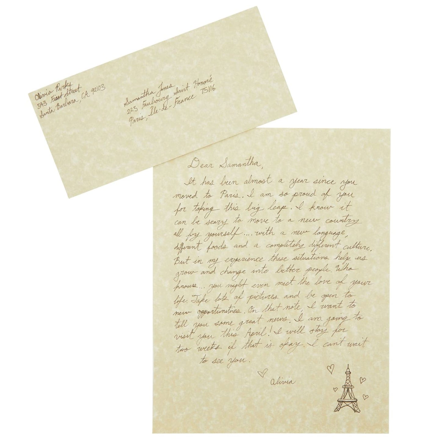 Cream Textured Stationery Set with Envelopes, 96 Sheets