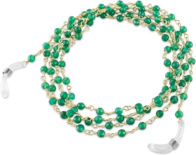Natural gemstone bead eyeglass holder chain