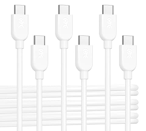 3-Pack 6ft Flexible USB C Charging Cables in White