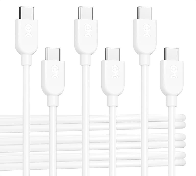 3-Pack 6ft Flexible USB C Charging Cables in White