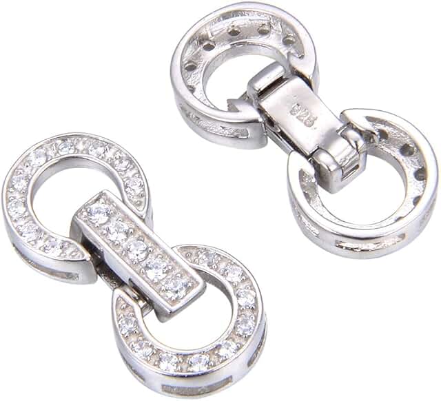Two Sterling Silver Snap Lock Necklace Enhancer Clasp