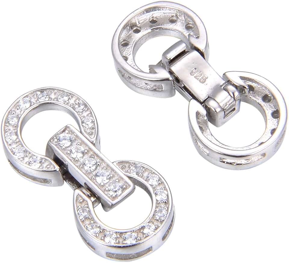 Two Sterling Silver Snap Lock Necklace Enhancer Clasp