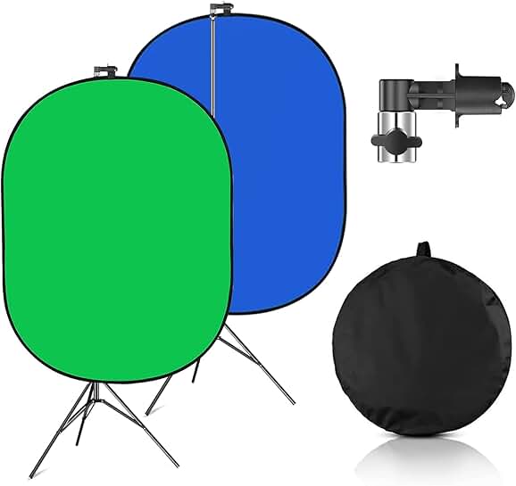 Portable 59x39 inch Green and Blue Collapsible Backdrop