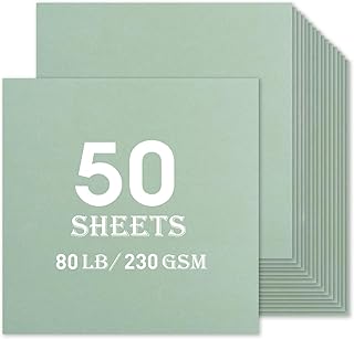Green Cardstock Sheets, 50, 12x12, 230GSM, Craft Paper
