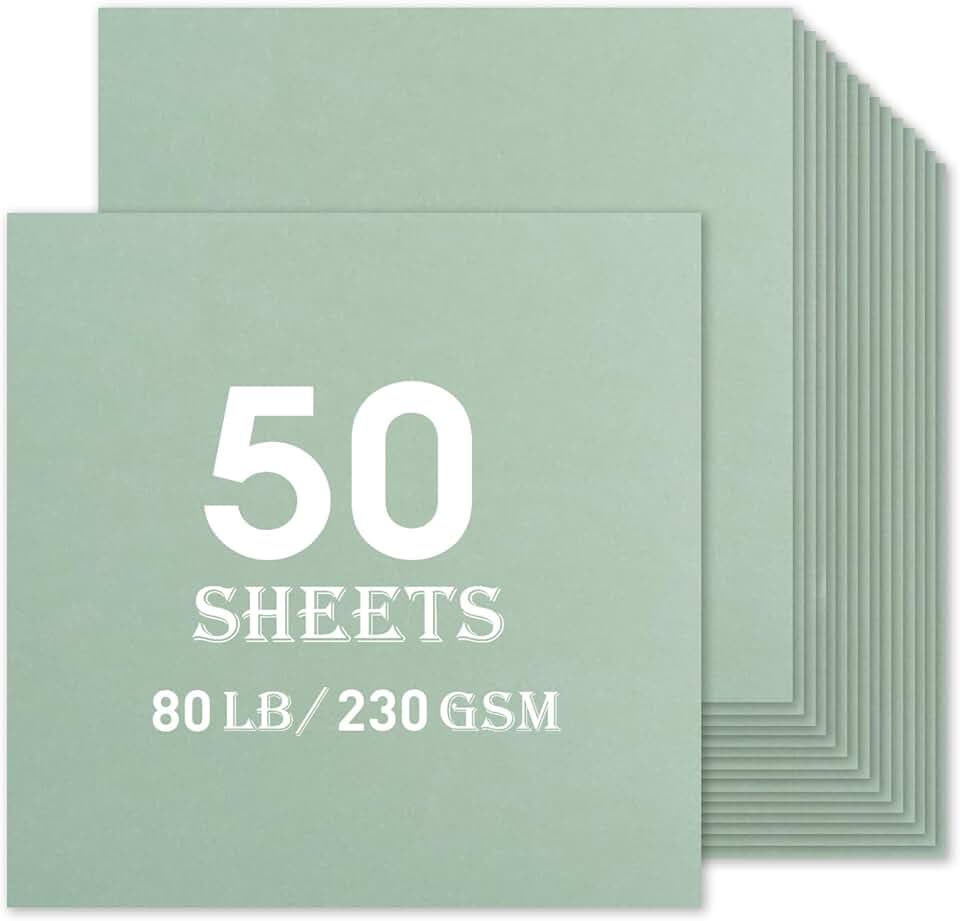 Green Cardstock Sheets, 50, 12x12, 230GSM, Craft Paper