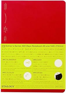 A5 Red Squared Notebook for 365 Days