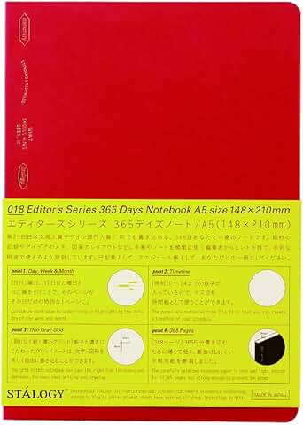 A5 Red Squared Notebook for 365 Days