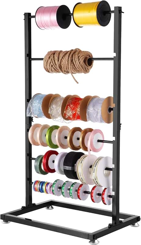 Six-Tier Ribbon Storage Rack with Adjustable Height