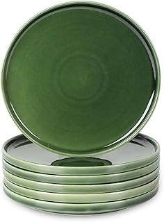 Set of 6 Green 8-Inch Ceramic Salad Plates