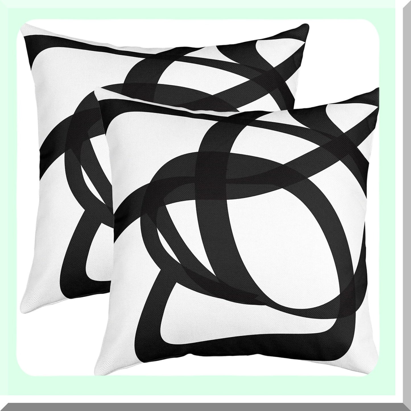 Geometric Stripe Line Pillow Covers Set - Soft Kids Decorative Throw Pillowcase - Abstract Cushion Cover - Modern Art Room Decor - 20x20 Inch - Black and White - Pack of 2