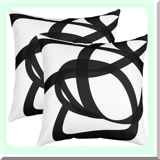 Geometric Stripe Line Pillow Covers Set - Soft Kids Decorative Throw Pillowcase - Abstract Cushion Cover - Modern Art Room Decor - 20x20 Inch - Black and White - Pack of 2