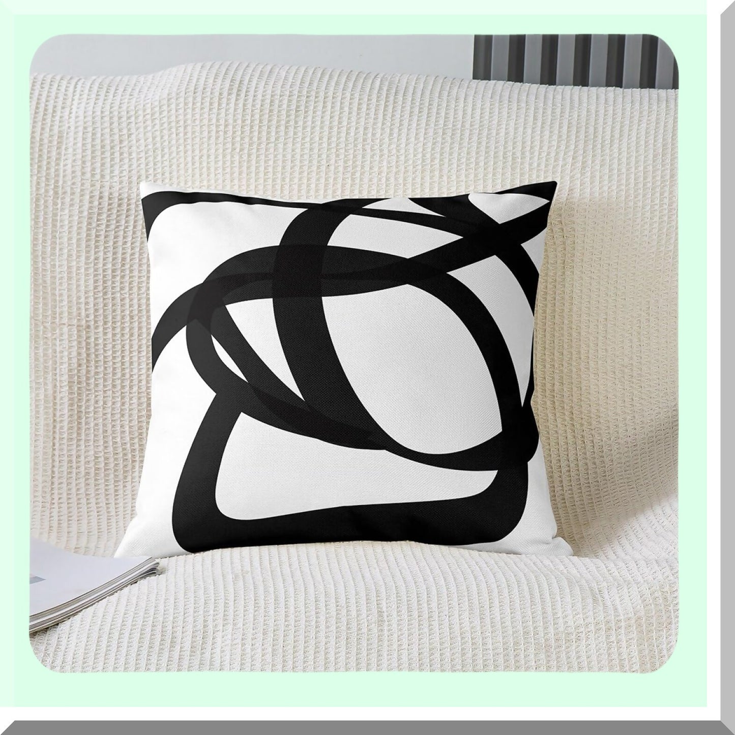 Geometric Stripe Line Pillow Covers Set - Soft Kids Decorative Throw Pillowcase - Abstract Cushion Cover - Modern Art Room Decor - 20x20 Inch - Black and White - Pack of 2