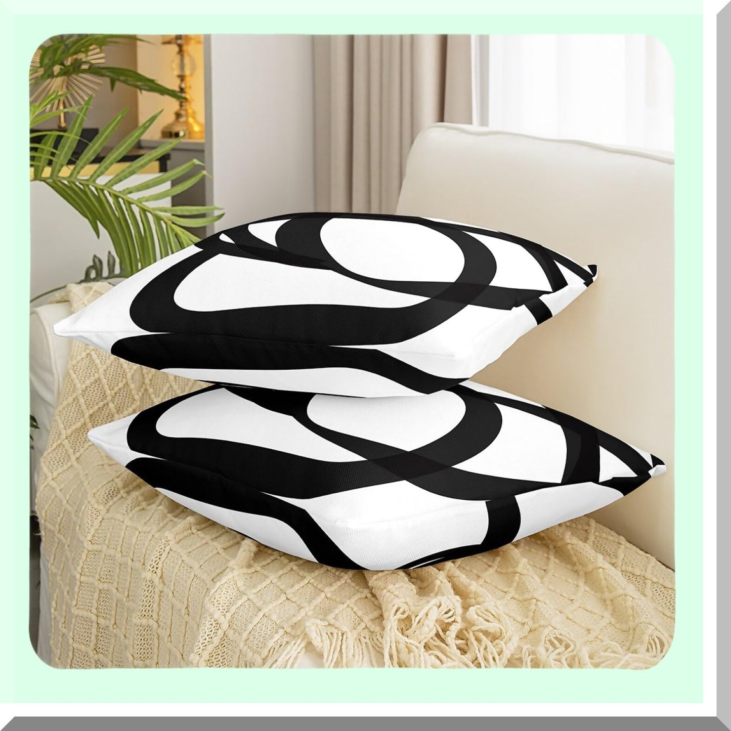 Geometric Stripe Line Pillow Covers Set - Soft Kids Decorative Throw Pillowcase - Abstract Cushion Cover - Modern Art Room Decor - 20x20 Inch - Black and White - Pack of 2