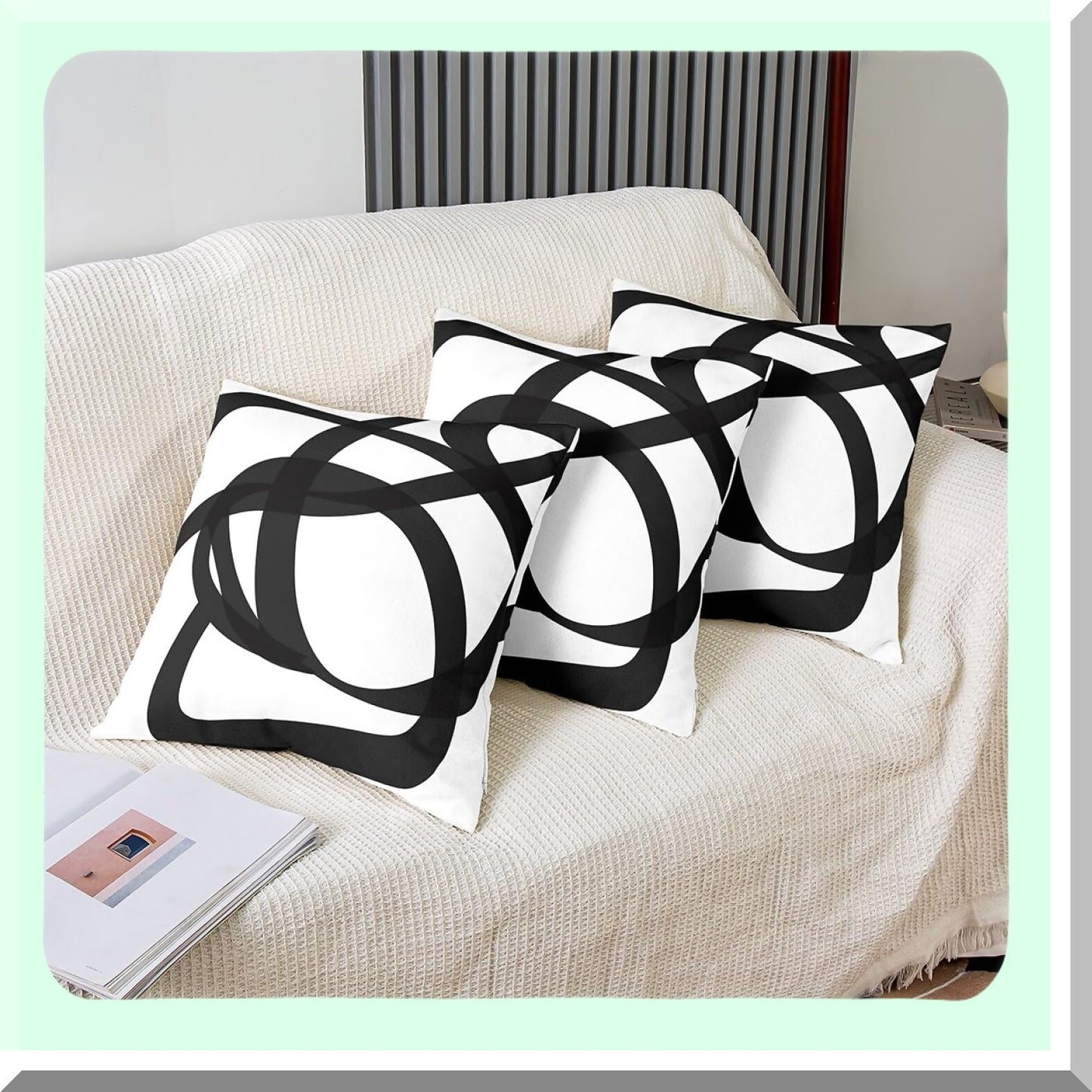 Geometric Stripe Line Pillow Covers Set - Soft Kids Decorative Throw Pillowcase - Abstract Cushion Cover - Modern Art Room Decor - 20x20 Inch - Black and White - Pack of 2