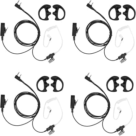 4 Pack Transparent Air Acoustic Tube Headsets for Walkie Talkies