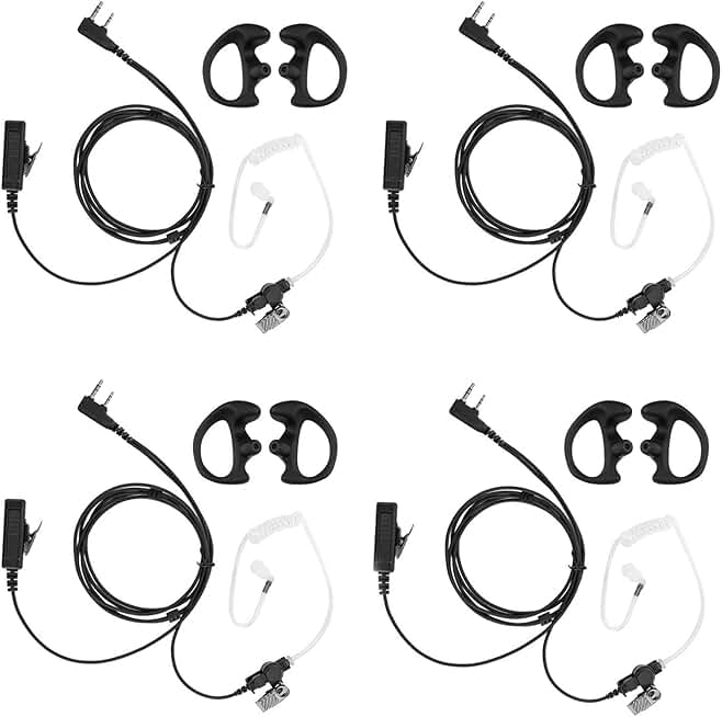 4 Pack Transparent Air Acoustic Tube Headsets for Walkie Talkies