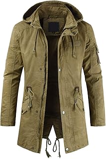 Men's Spring Military Style Full-Zip Hooded Cotton Parka