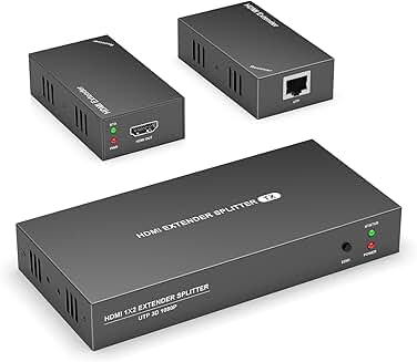 HDMI Extender Splitter 1x2, 165ft, 1080P, 3D, 2 HDMI Out