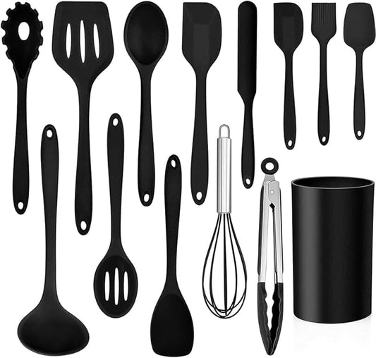 Set of four stainless steel kitchen utensils