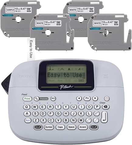 Monochrome Label Maker with 4 Tapes