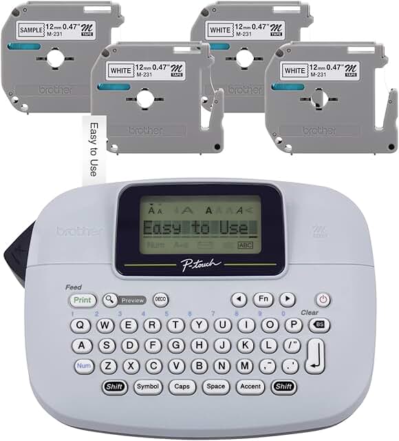 Monochrome Label Maker with 4 Tapes