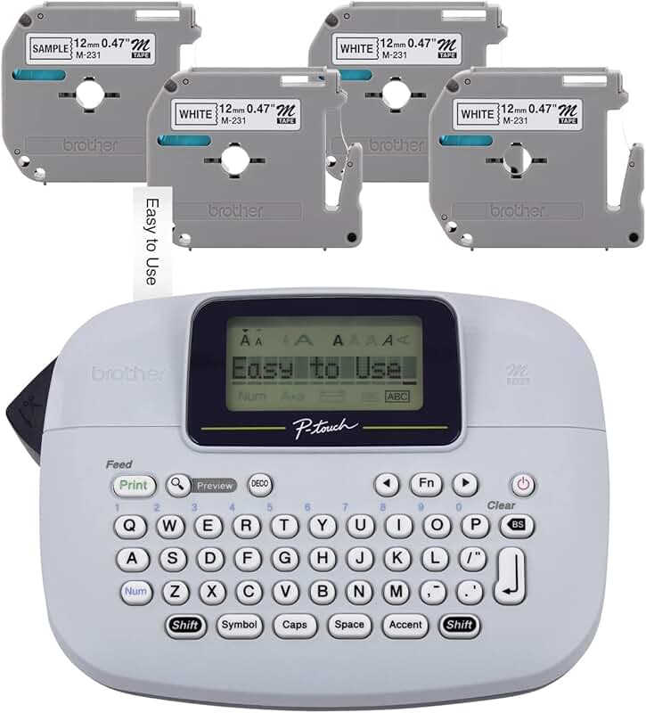 Monochrome Label Maker with 4 Tapes