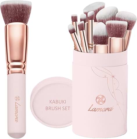 Rose Kabuki Foundation Brush with Makeup Brush Set
