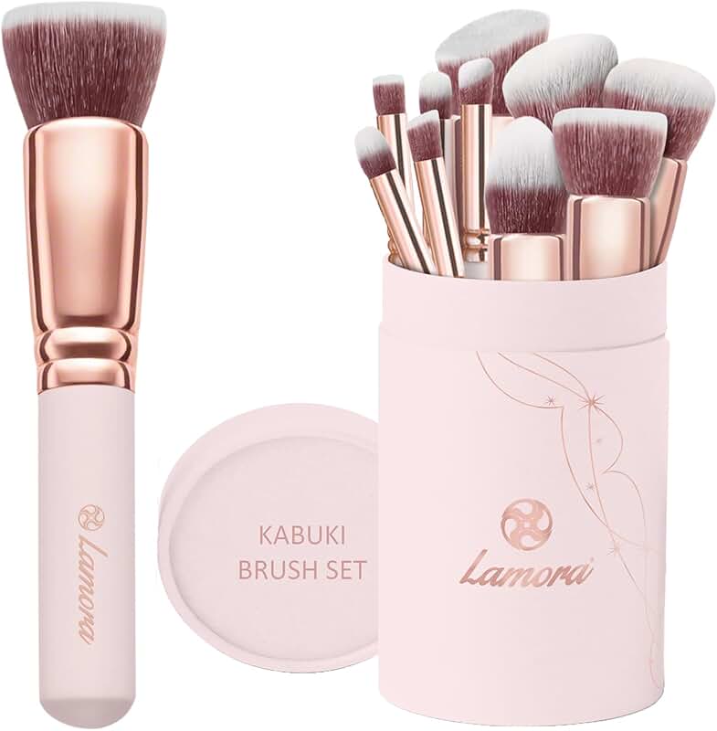 Rose Kabuki Foundation Brush with Makeup Brush Set