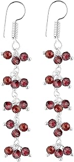 Natural Red Garnet Dangle Earrings for Women
