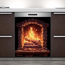 Fireplace Wallpaper Magnet Cover for Kitchen Decor
