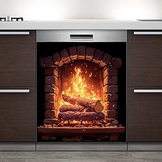 Fireplace Wallpaper Magnet Cover for Kitchen Decor