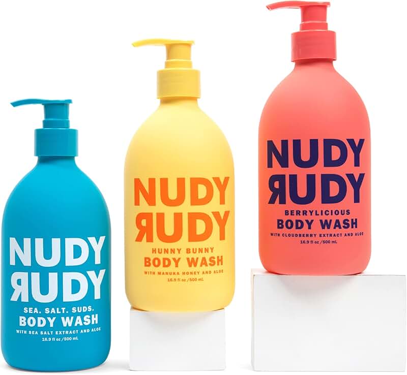 Three-pack of moisturizing body wash with sea salt, berry, honey, and vitamin E