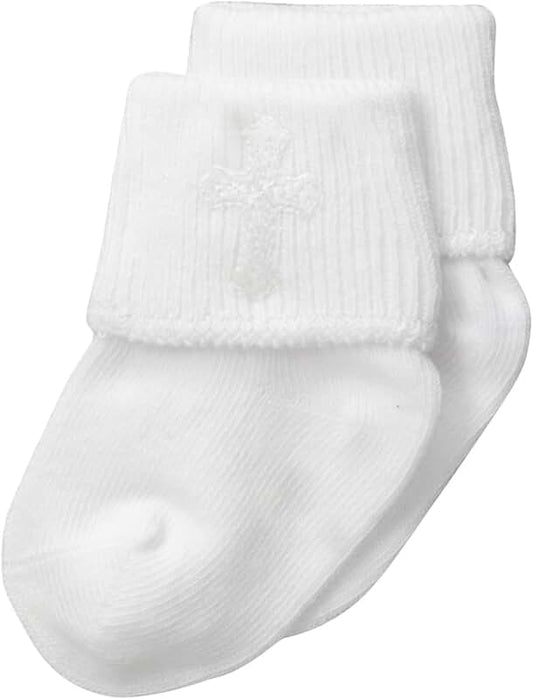Baby Christening Cuff Socks, 3 Pairs