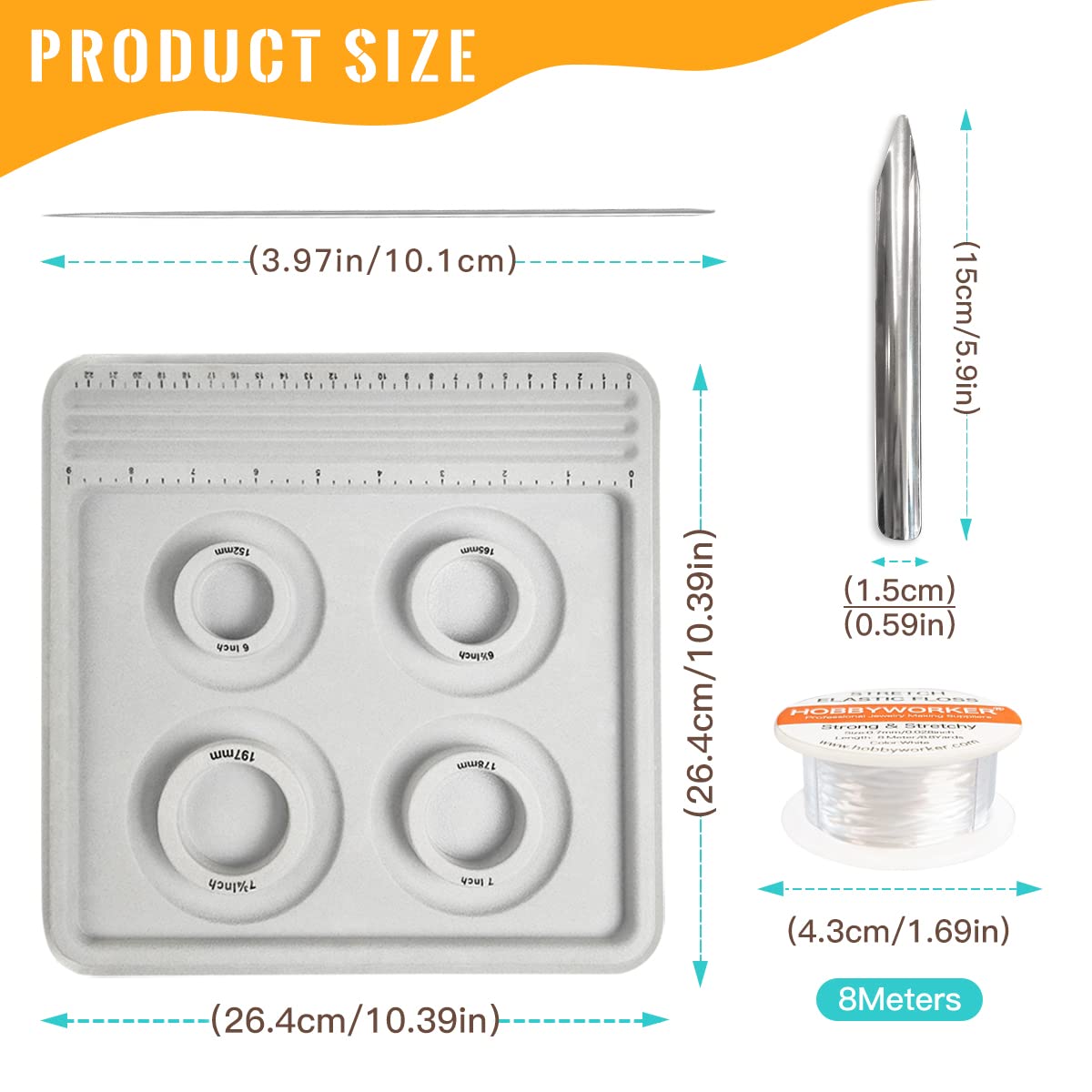 Jewelry Bead Board with Measurement and Storage Tools